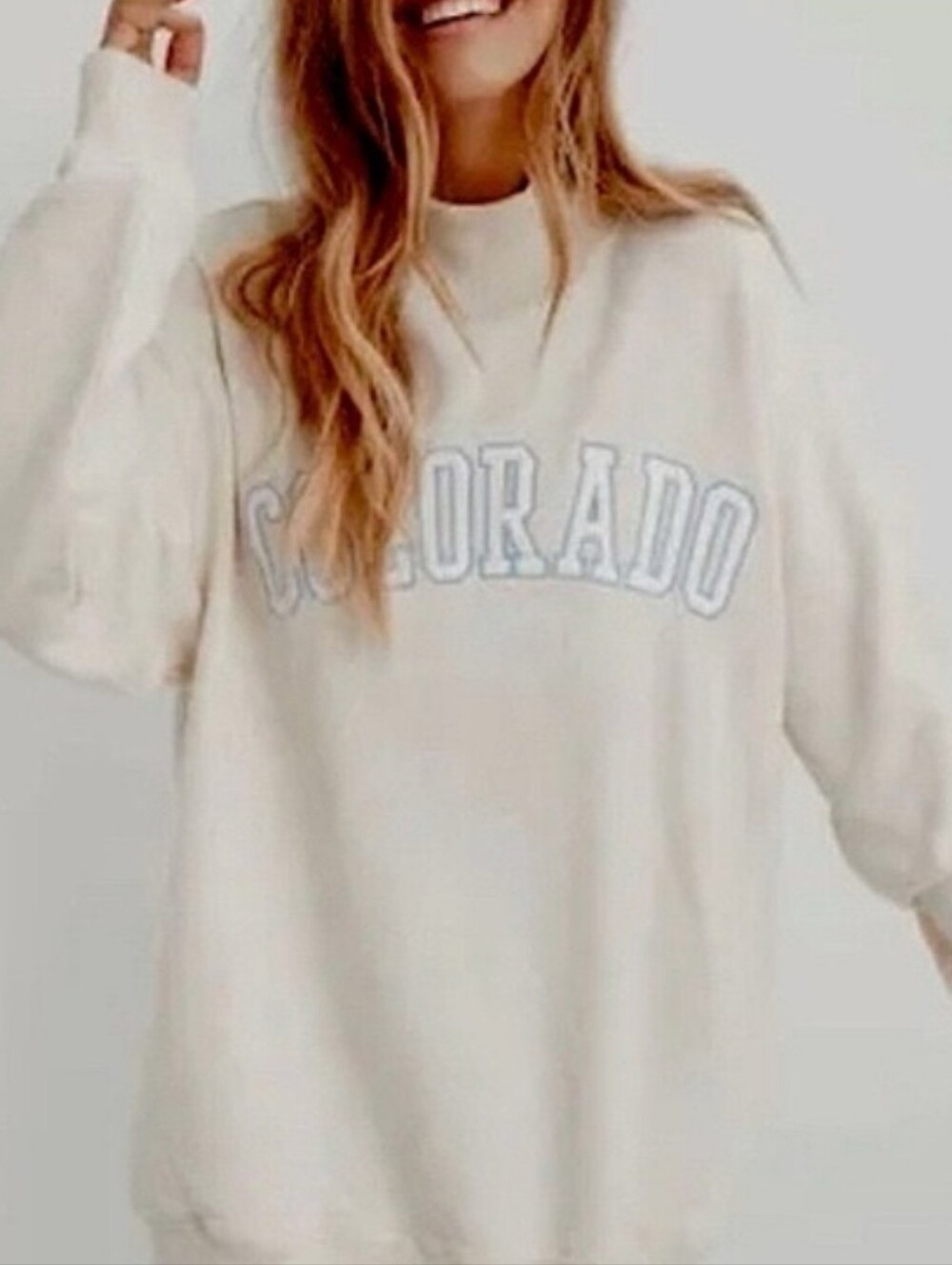 Never Worn Aerie Colorado Graphic Crewneck Sweatshirt - Cream Sz L